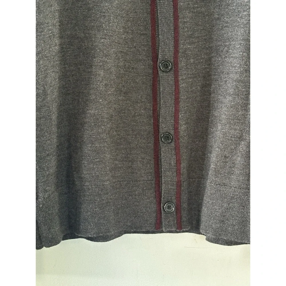 Banana Republic Mens Size L Merino Wool Gray Cranberry Cardigan Sweater Grandpa